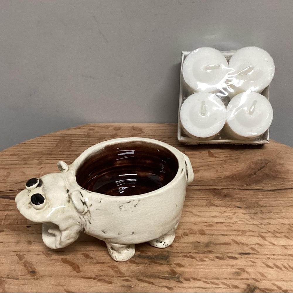 🟤 Handcrafted Ceramic / Clay Animal Crafted Candle / Sponge Holder by Lee - Cute